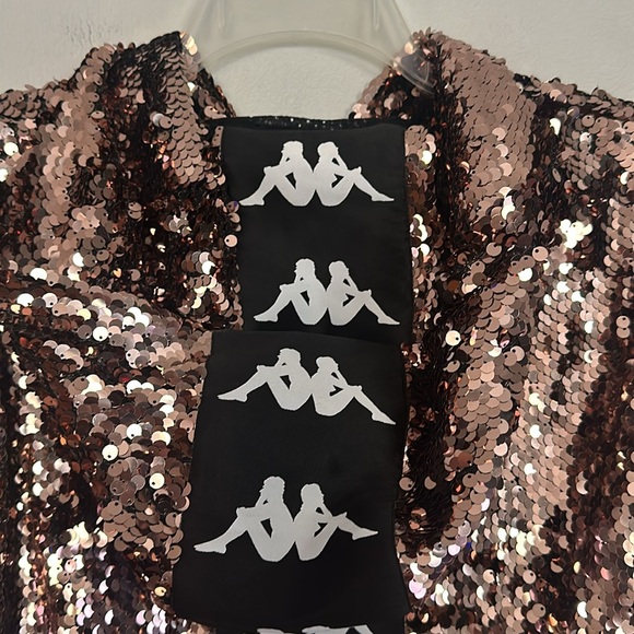 Faith Connexion women copper rose sequin zip hoodie crop jacket w/kappa design - Picture 8 of 12